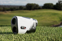 DUBL Vantage Golf Rangefinder, white on grass